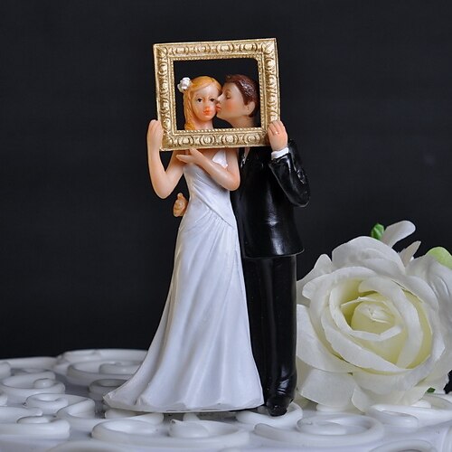 Cake Topper Classic Theme Classic Couple with Flower Gift Box