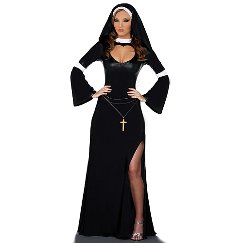 Arabia Nun Black Floor-length Vrouwen jurk Halloween Costume