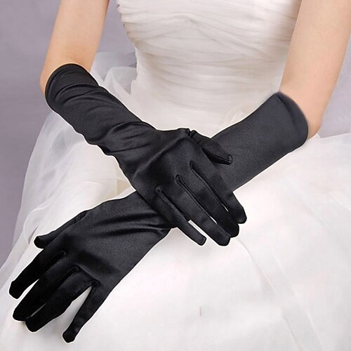 Red/White/Black Long Satin Halloween Gloves for Women