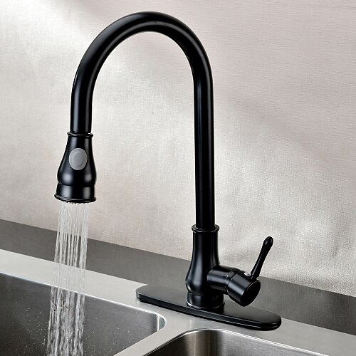 Kitchen faucet - One Hole Oil-rubbed Bronze Pull-out / ­Pull-down Deck Mounted Antique / Brass / Single Handle One Hole