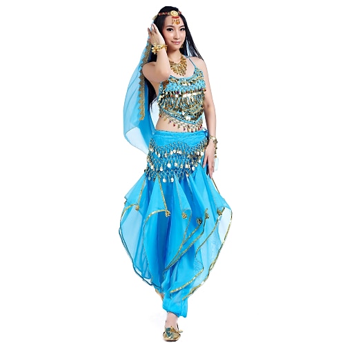 

Belly Dance Top Coin Beading Sequin Women's Performance Sleeveless Chiffon