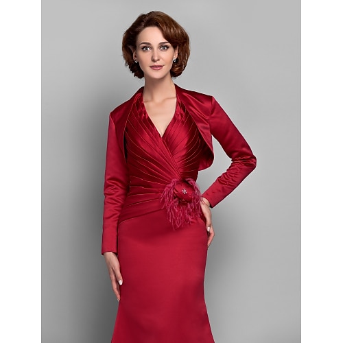 

Long Sleeve Shrugs Satin Wedding / Party Evening Women's Wrap With Draping
