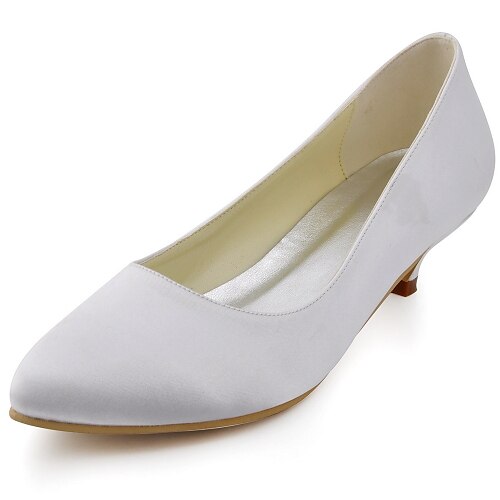 Women's ShoesClosed Toe Kitten Heel Satin Pumps Wedding Shoes More Colors available