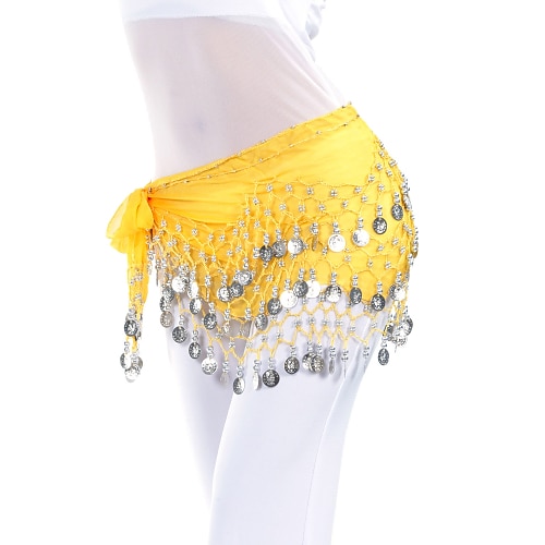 

Belly Dance Hip Scarf Coin Beading Women's Training Chiffon