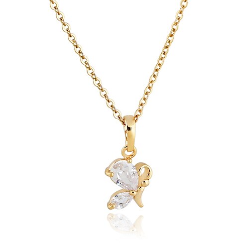 Ку-Ню Женская золотое покрытие Циркон 455 мм Ожерелье D0517