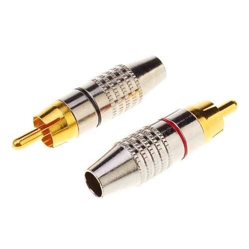 1 Pair RCA Plug Audio Cable Male Connector Gold Adapter Within the screw, free welding