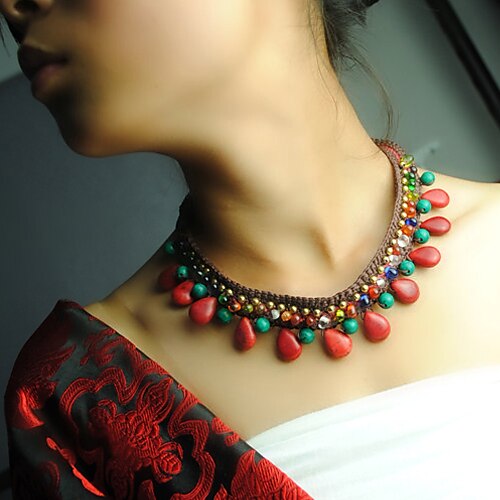 collar de cristal de Bohemia de la original, tibetano de la mujer