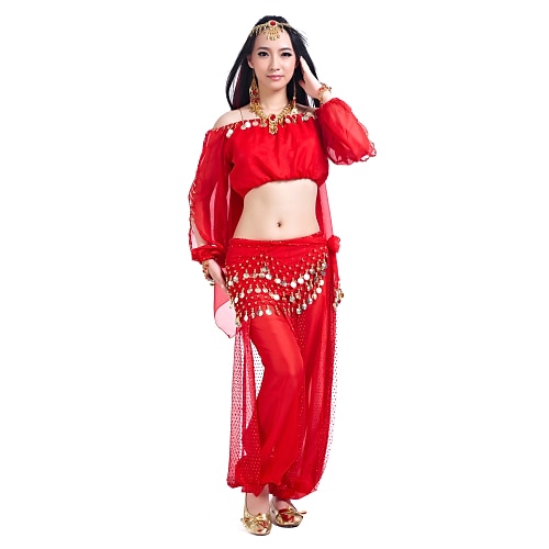 

Belly Dance Top Sequin Women's Training Long Sleeve 60cm Chiffon / Ballroom