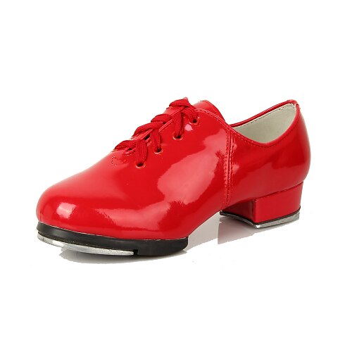 בגדי ריקוד נשים נעלי ריקוד / ריקודים סלוניים עור פטנט עקבים שטוח ללא התאמה אישית נעלי ריקוד אדום / אדום