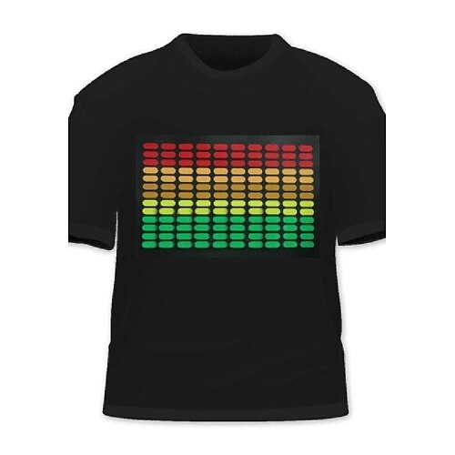 Pánská móda Hudba Zvuk Aktivní LED blikající světlo Stripes T-Shirt