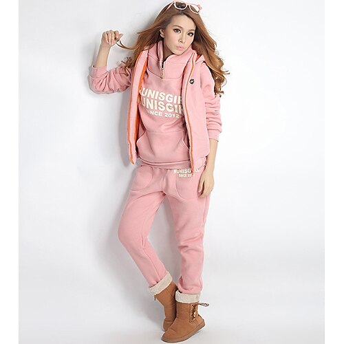 Womens Sport Suit Set Hoodies Vest Pants 3 In 1