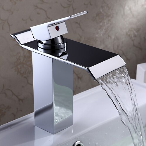 Bathroom Sink Faucet - Waterfall Chrome Centerset One Hole / Single Handle One HoleBath Taps