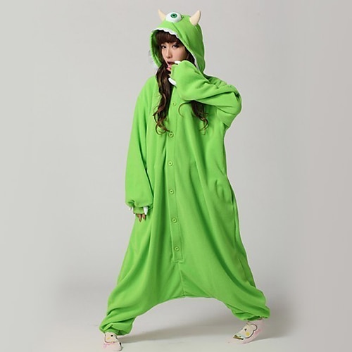 Vuxna Kigurumi-pyjamas Enögd monster Djurmönstrad Onesie-pyjamas Polär Ull Grön Cosplay För Herr och Dam Pyjamas med djur Tecknad serie Festival / helgdag Kostymer / Trikot / Onesie