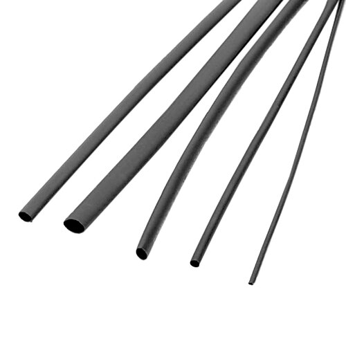 1M svart krympslang - Fem Storlek Pack (0.8/1.5/2.5/3.5/4.5mm)