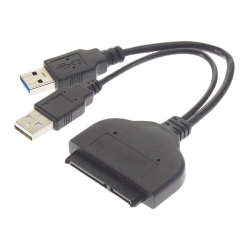 USB 3.0 zu SATA 22-Pin 2,5 "-Festplatten-Fahrer-Adapter-Kabel - Schwarz (18cm)