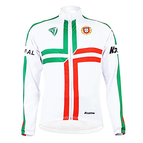 

Men's Cycling Jersey Long Sleeve Winter Bike Jersey Top with 3 Rear Pockets Mountain Bike MTB Road Bike Cycling Thermal Warm Fleece Lining Breathable Moisture Permeability White Denmark Portugal