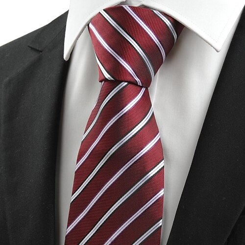 De cravate de luxe rayé rouge foncé des hommes pour le mariage Occasion cadeau de vacances