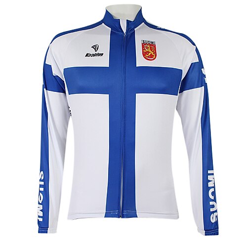 

Men's Women's Cycling Jersey Long Sleeve Winter Bike Jersey Top with 3 Rear Pockets Mountain Bike MTB Road Bike Cycling Windproof Quick Dry Waterproof Zipper Front Zipper Blue White Finland Champion