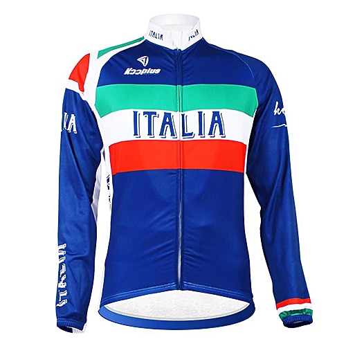 

Men's Cycling Jersey Long Sleeve Winter Bike Jersey Top with 3 Rear Pockets Mountain Bike MTB Road Bike Cycling Thermal Warm Fleece Lining Breathable Moisture Permeability Blue Italy Champion