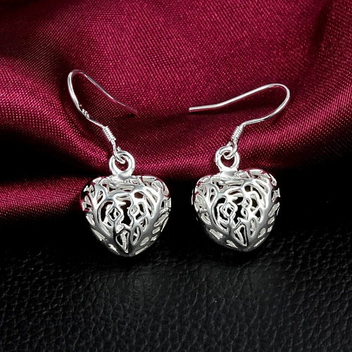 High Quality Heart Shape Slivery Alloy Women's Drop Earring(1 Pair)