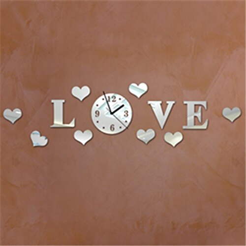8 "H Estilo Moderno Forever Love Mirror Wall Clock