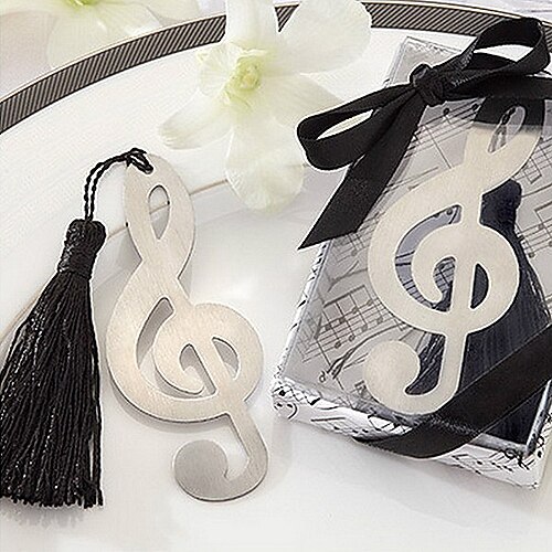 mignon note de musique creuse avec des glands 8,8 * 3,6 * 1 signets métalliques&amp; clips (argent, 1pc)