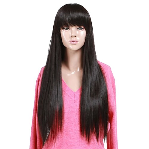 Synthetic Wig Straight With Bangs Synthetic Hair 22 inch Wig Women's Capless