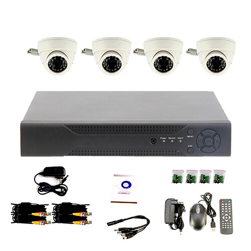 Sistema de CCTV DIY com 4 câmeras Dome interior para Home & Office