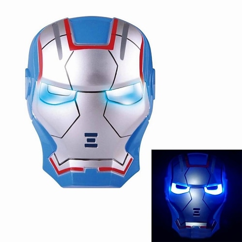 Cosplay Iron Man Maske med Blue Light-Up Eyes - Blå (3 x AG13)