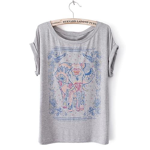 kvinners elefant print kortermede t-shirt