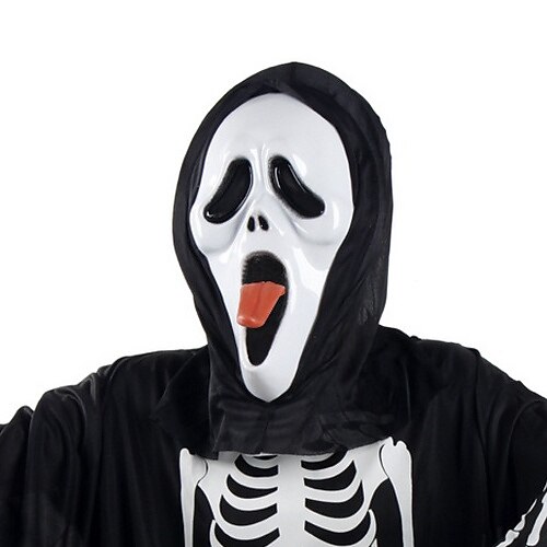 Plakkende tong Ghost Masker met Head Cover Scream Practical Joke Scary Cosplay Gadgets voor Halloween Costume Party