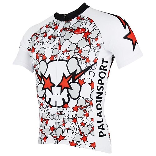 ILPALADINO Men's Short Sleeve Cycling Jersey Skull Bike Jersey Top Mountain Bike MTB Road Bike Cycling Breathable Quick Dry Sports Clothing Apparel