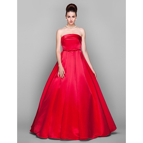 

Ball Gown Elegant Dress Quinceanera Floor Length Sleeveless Strapless Satin with Bow(s) 2022 / Prom