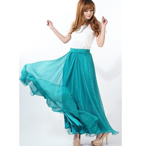 Women's Retro Gauze Chiffon Long Skirt 