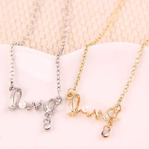 Pendant Necklace For Women's Party Alloy Monogram Love Gold