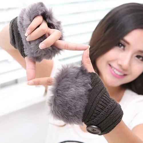 Women's  Short fur Warm Gloves