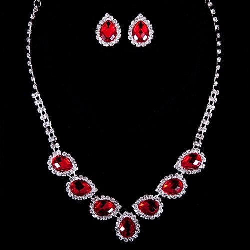 Memory Love Women's A Set Of Water Drop Rhinestone Necklace And Earring