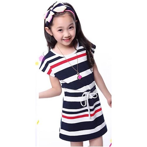 Abby Girl's Fashion Lovely Naval Stripe Dress