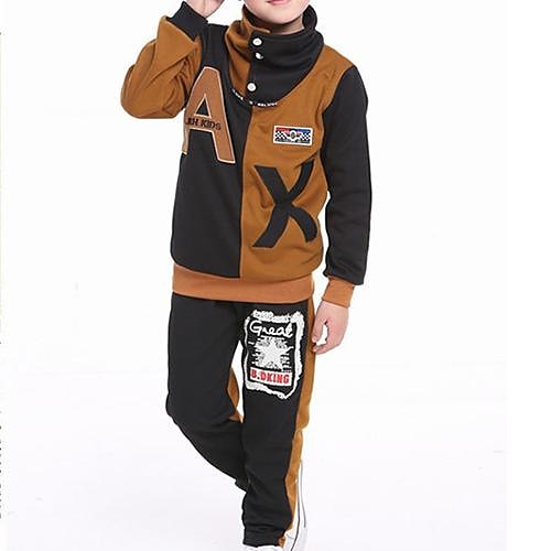 Boy's Fall Wear Letter Long Sleeve Tees and Pants Leisure Suit