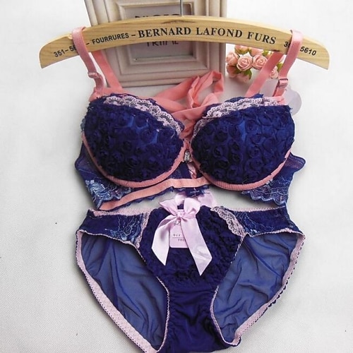 kvinnors rosa spets grimma underkläder sirls samla bh set