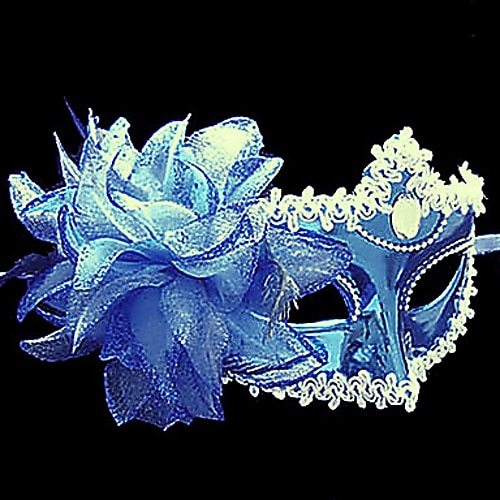 Pure Blue purfle Blume Kunststoff Halbmaske