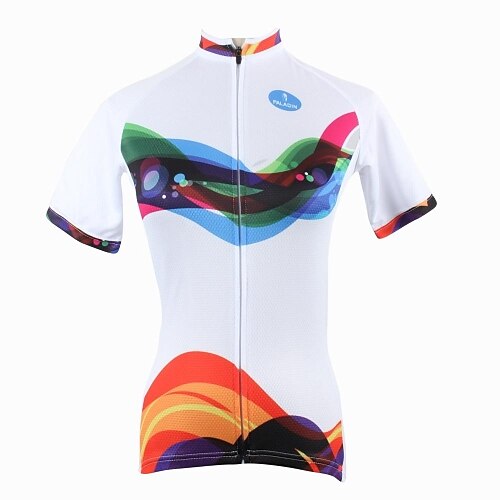 ILPALADINO Mujer Manga Corta Maillot de Ciclismo Naranja + Blanco + Negro Rayas Tallas Grandes Bicicleta Camiseta / Maillot Top Ciclismo de Montaña Ciclismo de Pista Transpirable Secado rápido