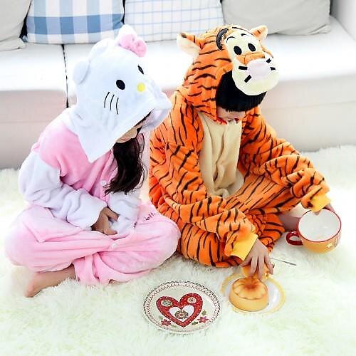 

Animal Kigurumi Kid's Christmas Halloween Carnival Festival / Holiday Flannel Toison Rosy Pink / Orange Easy Carnival Costumes