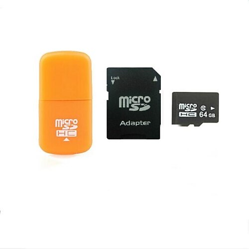 64GB Class 10 MicroSDHC TF Flash Memory Card with SD SDHC Adapter and USB Card Reader
