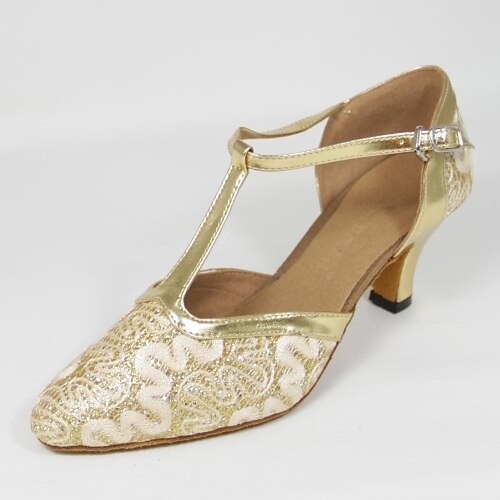 Women‘s Dance Shoes Modern Synthetic Heel Gold Customizable
