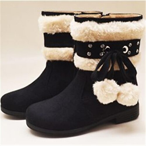 Girls' Shoes Suede Spring / Winter Boots Flat Heel Mid-Calf Boots Tassel Black / Pink / Brown