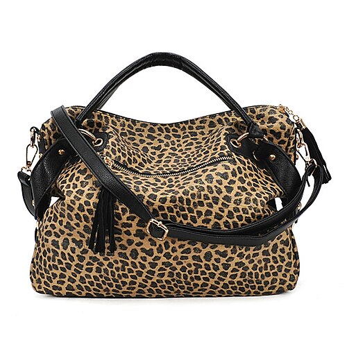 Women's Bags PU(Polyurethane) Tote Leopard Print Handbags Shopping Casual Black