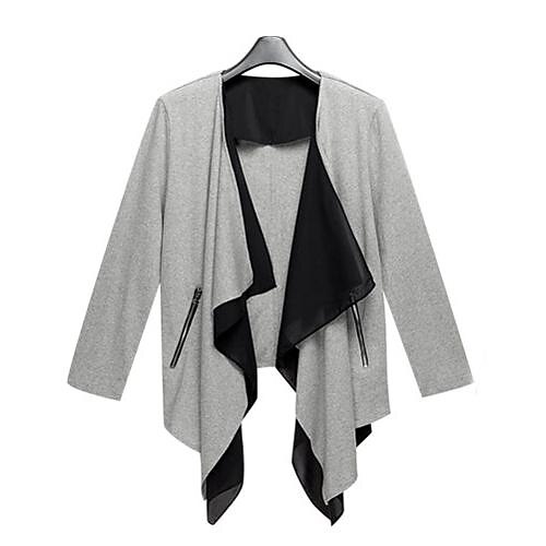 Women's Long Sleeve Cotton/Knitwear Coat , Casual
