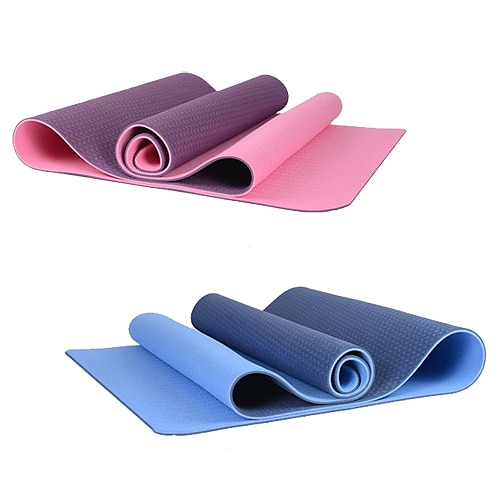 Yoga Mat 183.0*61.0*0.8 cm Odor Free, Eco-friendly, Sticky, Non Toxic TPE Waterproof, Quick Dry, Non Slip For Yoga / Pilates / Exercise & Fitness Fuchsia, Red, Green