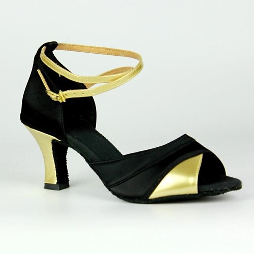 Pentru femei Pantofi de dans Satin Pantofi Dans Latin / Sală Dans / Pantofi Salsa Cataramă Sandale Toc Personalizat Personalizabili Auriu / Argintiu / Piele / Piele